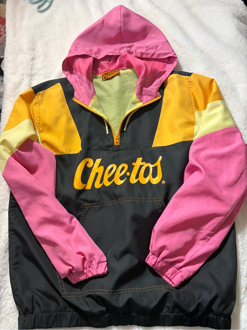 Colorblock Hooded Windbreaker - Pink/Yellow/Black